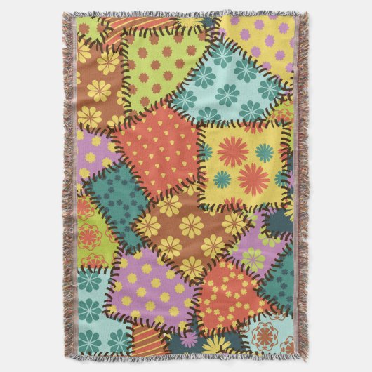 Eclectic Patchwork: Diverse Muster Mix Decke (Vorderseite Vertikal)