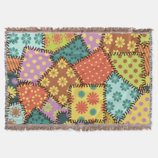 Eclectic Patchwork: Diverse Muster Mix Decke (Vorderseite)