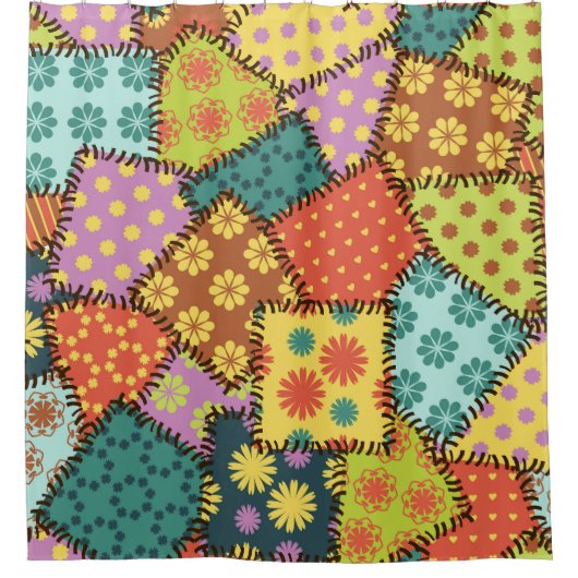 Eclectic Patchwork: Diverse Muster Mix Duschvorhang (Vorderseite)