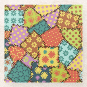 Eclectic Patchwork: Diverse Muster Mix Glasuntersetzer