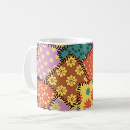 Eclectic Patchwork: Diverse Muster Mix Kaffeetasse (Vorderseite Links)