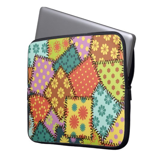 Eclectic Patchwork: Diverse Muster Mix Laptopschutzhülle (Vorderseite Links)