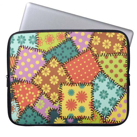Eclectic Patchwork: Diverse Muster Mix Laptopschutzhülle (Vorderseite)