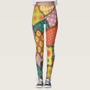 Eclectic Patchwork: Diverse Muster Mix Leggings