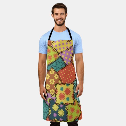 Eclectic Patchwork: Diverse Muster Mix Schürze (Getragen)