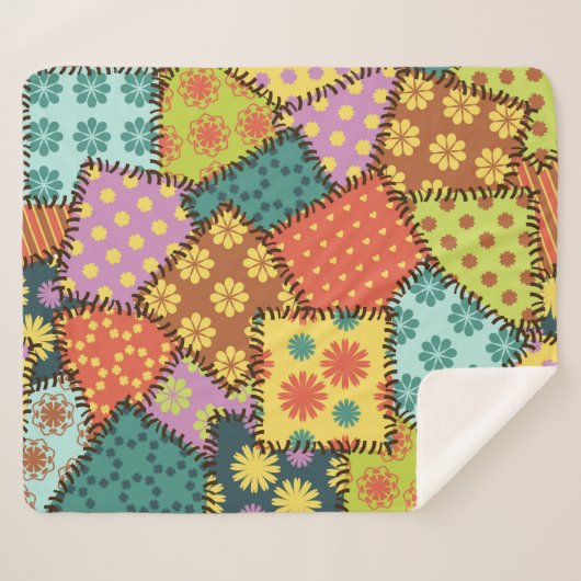 Eclectic Patchwork: Diverse Muster Mix Sherpadecke (Vorderseite (Horizontal))