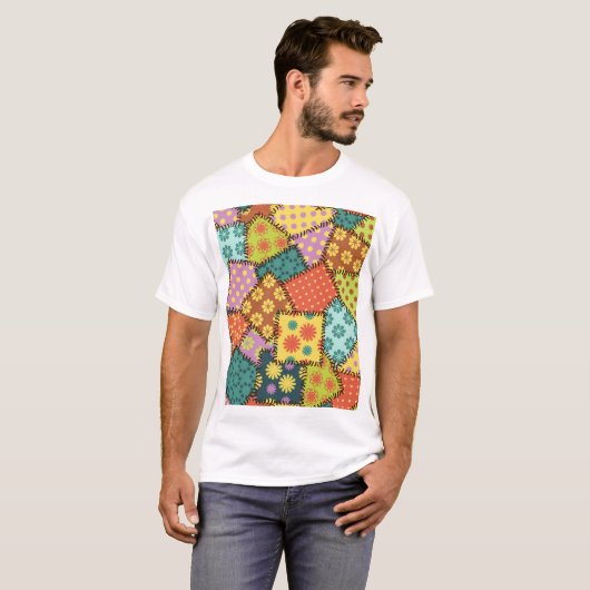 Eclectic Patchwork: Diverse Muster Mix T-Shirt (Vorne ganz)