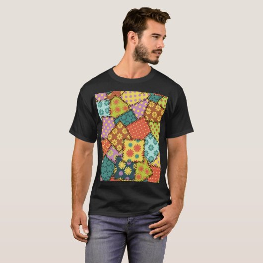 Eclectic Patchwork: Diverse Muster Mix T-Shirt (Vorne ganz)