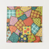Eclectic Patchwork: Diverse Muster Mix Wandteppich (Vorderseite)