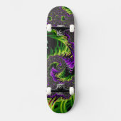 Eclectic Psychedelic Spiral Fraktal Abstrakt Art Skateboard (Vorderseite)