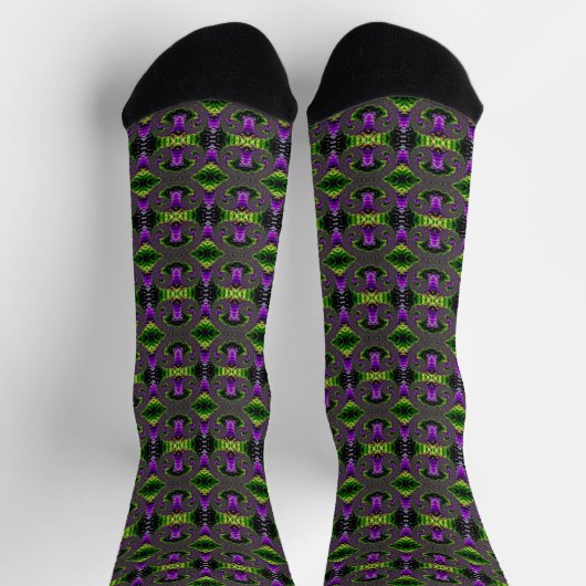 Eclectic Psychedelic Spiral Fraktal Abstrakt Art Socken (Oben)