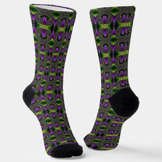 Eclectic Psychedelic Spiral Fraktal Abstrakt Art Socken (Gewinkelt)