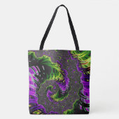 Eclectic Psychedelic Spiral Fraktal Abstrakt Art Tasche (Vorderseite)