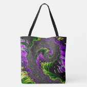 Eclectic Psychedelic Spiral Fraktal Abstrakt Art Tasche (Rückseite)