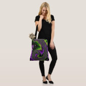 Eclectic Psychedelic Spiral Fraktal Abstrakt Art Tasche (Am Model)