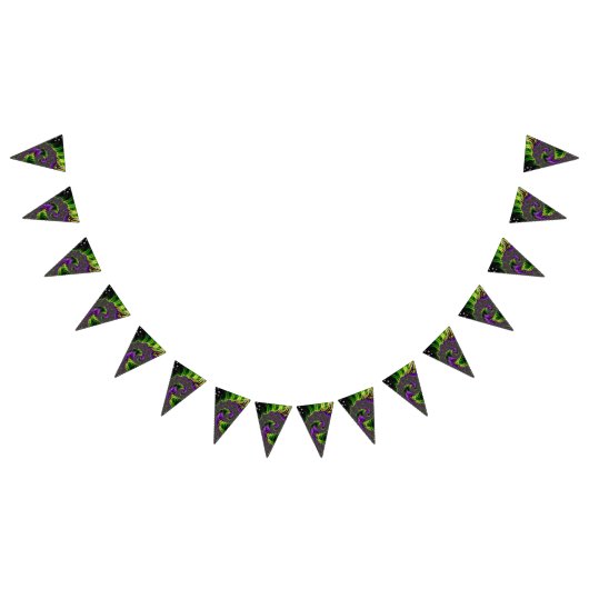 Eclectic Psychedelic Spiral Fraktal Abstrakt Art Wimpelkette (Alle)