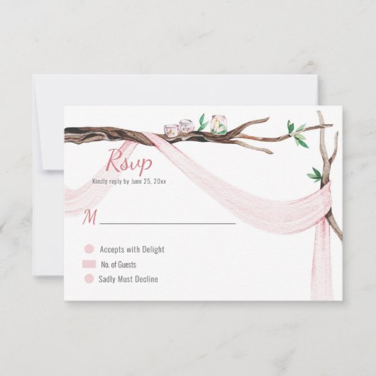 Eclectic Romance Treff Branch Rosa Gauze UAWG RSVP Karte (Vorderseite)