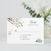 Eclectic Romance Woodland Wedding RSVP Karte (Stehend Vorderseite)
