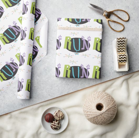 Eclectic RUN Runner thematisches Wrapping Paper Geschenkpapier (Kunsthandwerk)