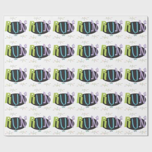 Eclectic RUN Runner thematisches Wrapping Paper Geschenkpapier (Flach)