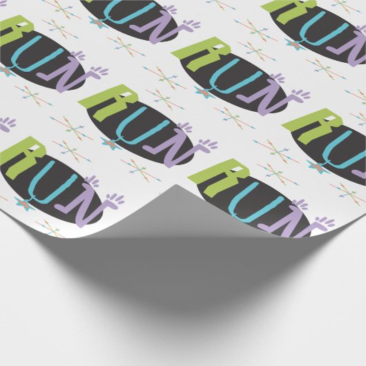 Eclectic RUN Runner thematisches Wrapping Paper Geschenkpapier (Ecke)