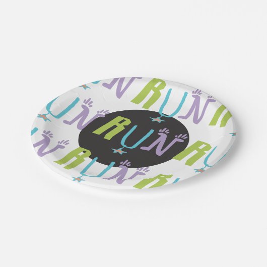 Eclectic RUN | Runner-thematisierte Papierplatte Pappteller (Schrägansicht)