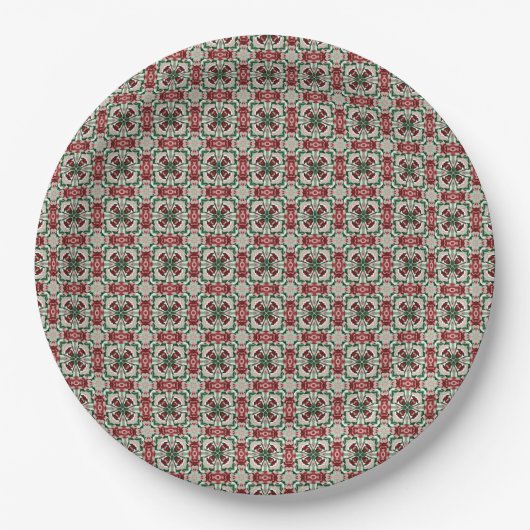 Eclectic Rustic Grungy Mutes Weihnachtsmuster Pappteller (Vorderseite)