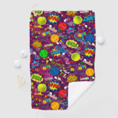 🎾 Eclectic Tennis 🎾 Muster lila Golfhandtuch (Insitu)