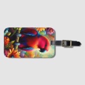 Eclectus Parrot mit bunten Blume Gepäckanhänger (Vorderseite (Horizontal))