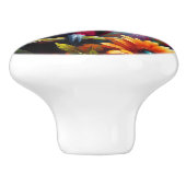 Eclectus Parrot mit bunten Blume Keramikknauf (Seitenansicht)