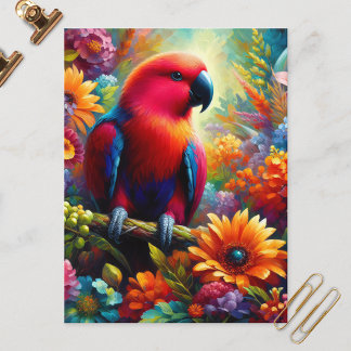 Eclectus Parrot mit bunten Blume Postkarte