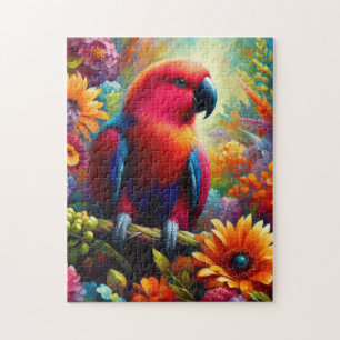Eclectus Parrot mit bunten Blume Puzzle