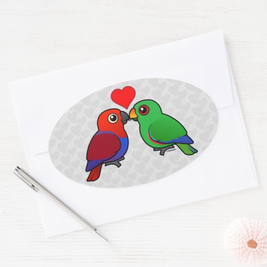 Eclectus Parrots in Liebe Ovaler Aufkleber (Umschlag)