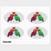 Eclectus Parrots in Liebe Ovaler Aufkleber (Blatt)
