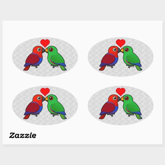 Eclectus Parrots in Liebe Ovaler Aufkleber (Blatt)
