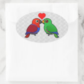 Eclectus Parrots in Liebe Ovaler Aufkleber (Tasche)