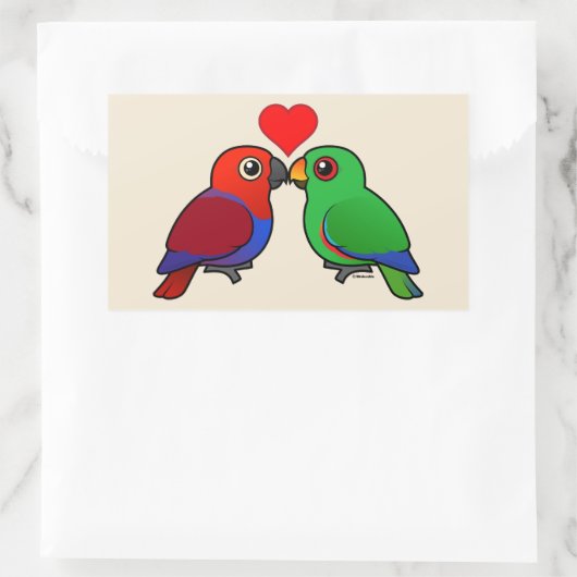 Eclectus Parrots in Liebe Rechteckiger Aufkleber (Tasche)