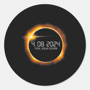 Eclipse 2024 April 8 Totalität Männer Frauen Kinde Runder Aufkleber
