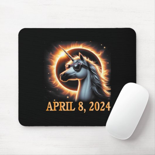 Eclipse 2024 Einhorn mit Solarglas Mousepad (Mit Mouse)