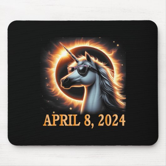 Eclipse 2024 Einhorn mit Solarglas Mousepad (Vorne)
