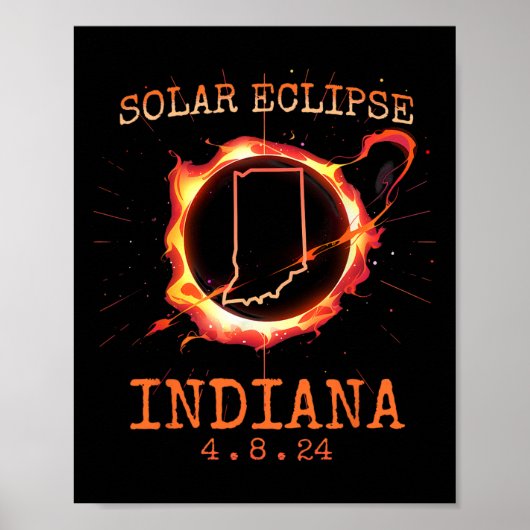 Eclipse 2024 Indiana Staat Totality Usa Path Souve Poster (Vorne)