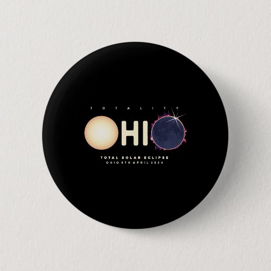Eclipse 2024 Ohio Total Eclipse Astronomie Grafik Button (Vorderseite)