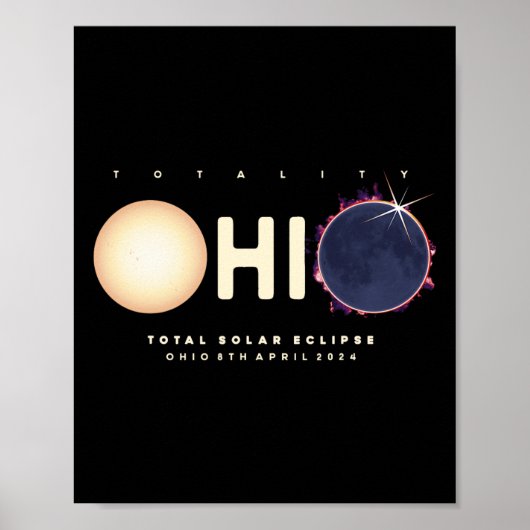 Eclipse 2024 Ohio Total Eclipse Astronomie Grafik Poster (Vorne)