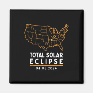 Eclipse 2024 Party America Totality Total US Karte Magnet