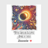 Eclipse 2024 Retro Groovy 60's 70's vibe Aufkleber (Blatt)