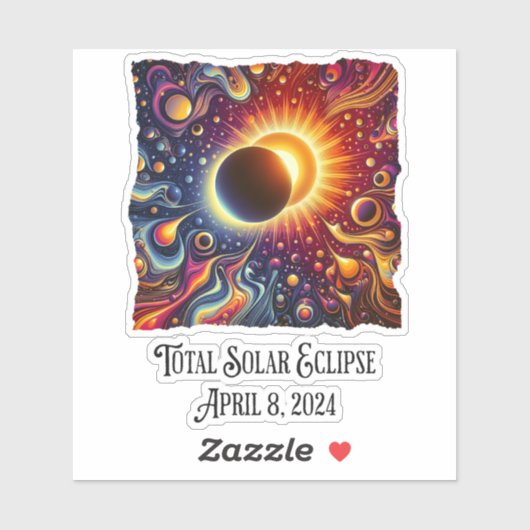 Eclipse 2024 Retro Groovy 60's 70's vibe Aufkleber (Blatt)