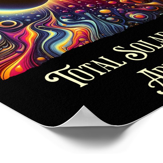 Eclipse 2024 Retro Groovy 60's 70's vibe Poster (Ecke)