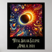 Eclipse 2024 Retro Groovy 60's 70's vibe Poster (Vorne)