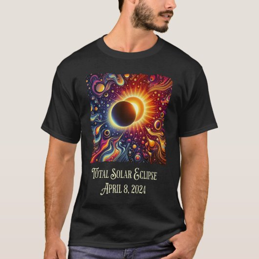 Eclipse 2024 Retro Groovy 60's 70's vibe T-Shirt (Vorderseite)
