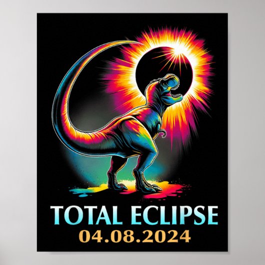 Eclipse 2024 Total Solar Eclipse T Rex Dinosaur Poster (Vorne)